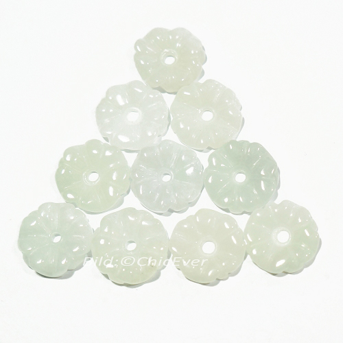 8x Jade Blumen hellgrün Ã˜14mm Schmuck DIY Zubehör - zum Schließen ins Bild klicken